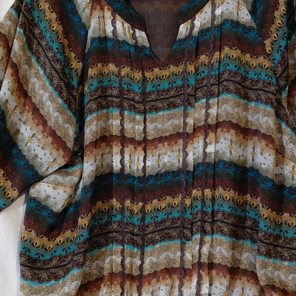 CJ Banks Multicolor Striped Blouse - Picture 2 of 14